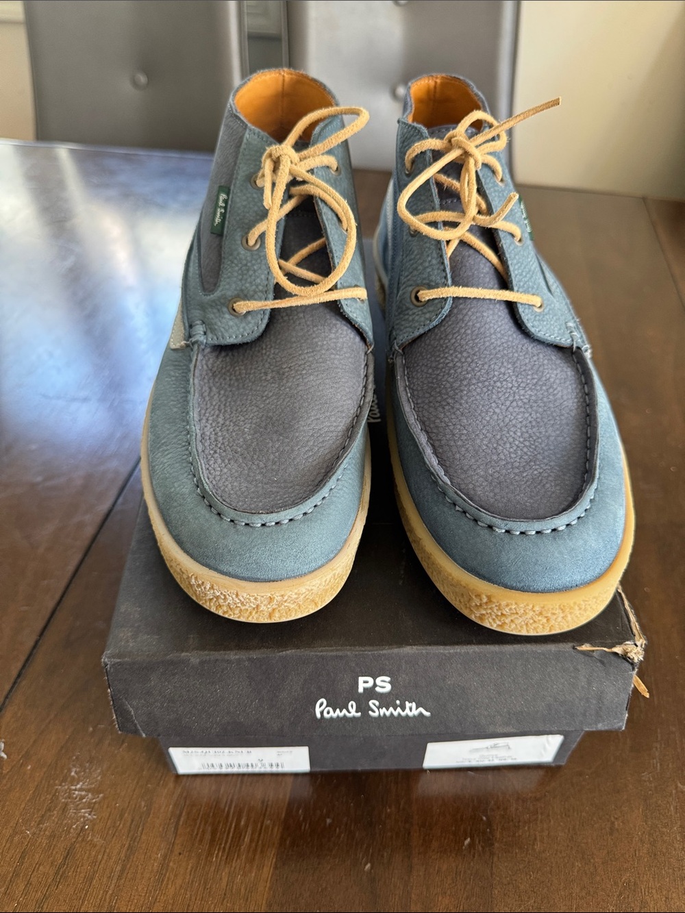 Paul Smith Teal and Navy Chukka Boots with Tan Soles